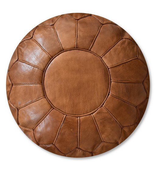 Pouf in pelle - marrone caramello (XL)