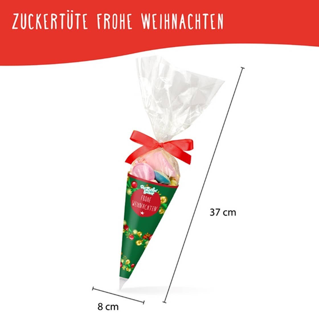 Zuckertüte Frohe Weihnachten Bunte Süßigkeiten Mischung