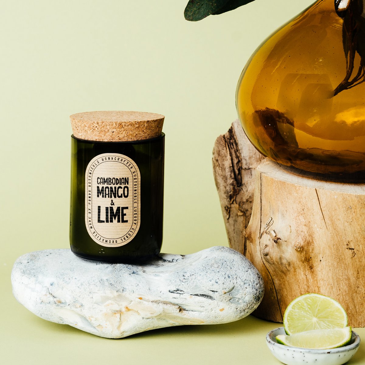 Cambodian Mango & Lime Soy Wax Candle - Green Glass