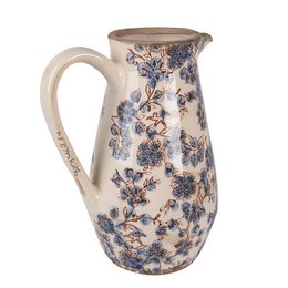 Dekoration kann 20x14x25 cm beige blau Keramikblumenkrug
