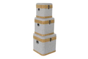 CAJA SET 3 POLIESTER MADERA 40X40X42 GRIS MB195386
