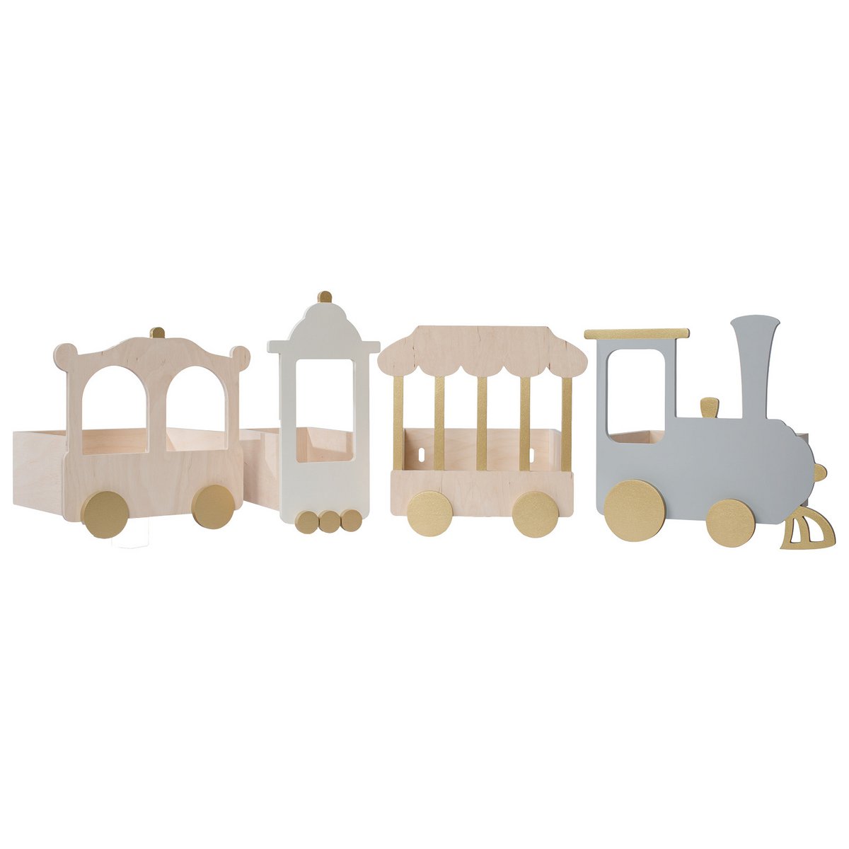 Scaffale treno â€žExpress to Fantasyâ€ versione naturale- 4 elementi