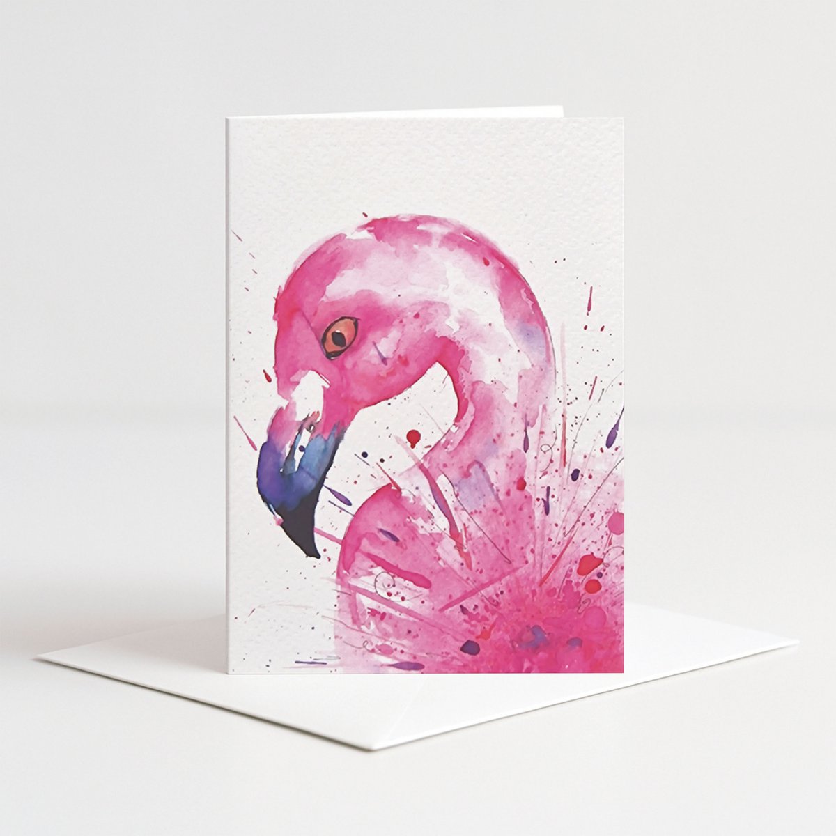 Kaart flamingo kleur met envelop