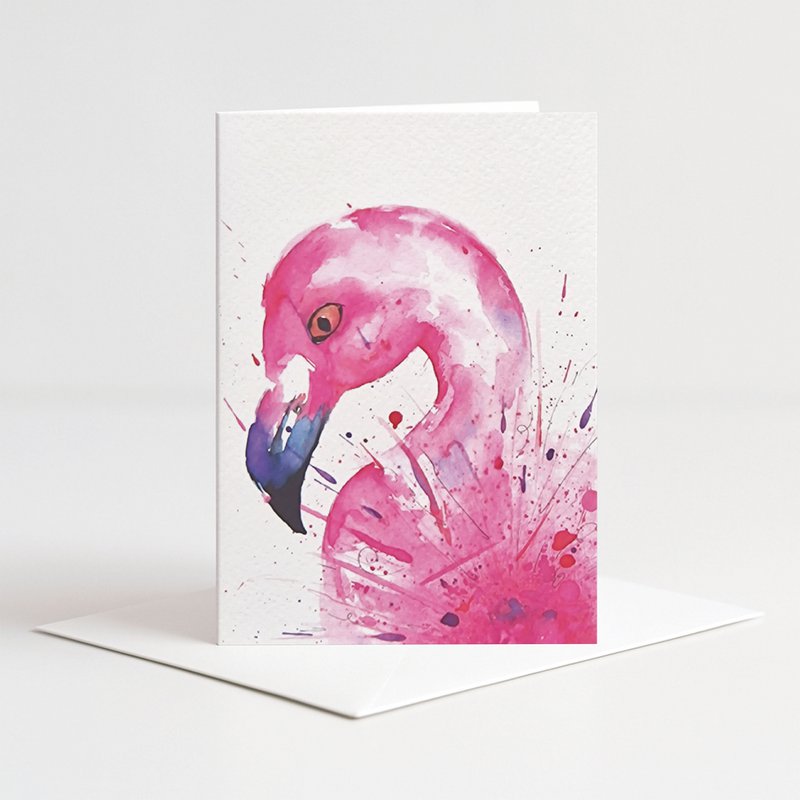 Kaart flamingo kleur met envelop