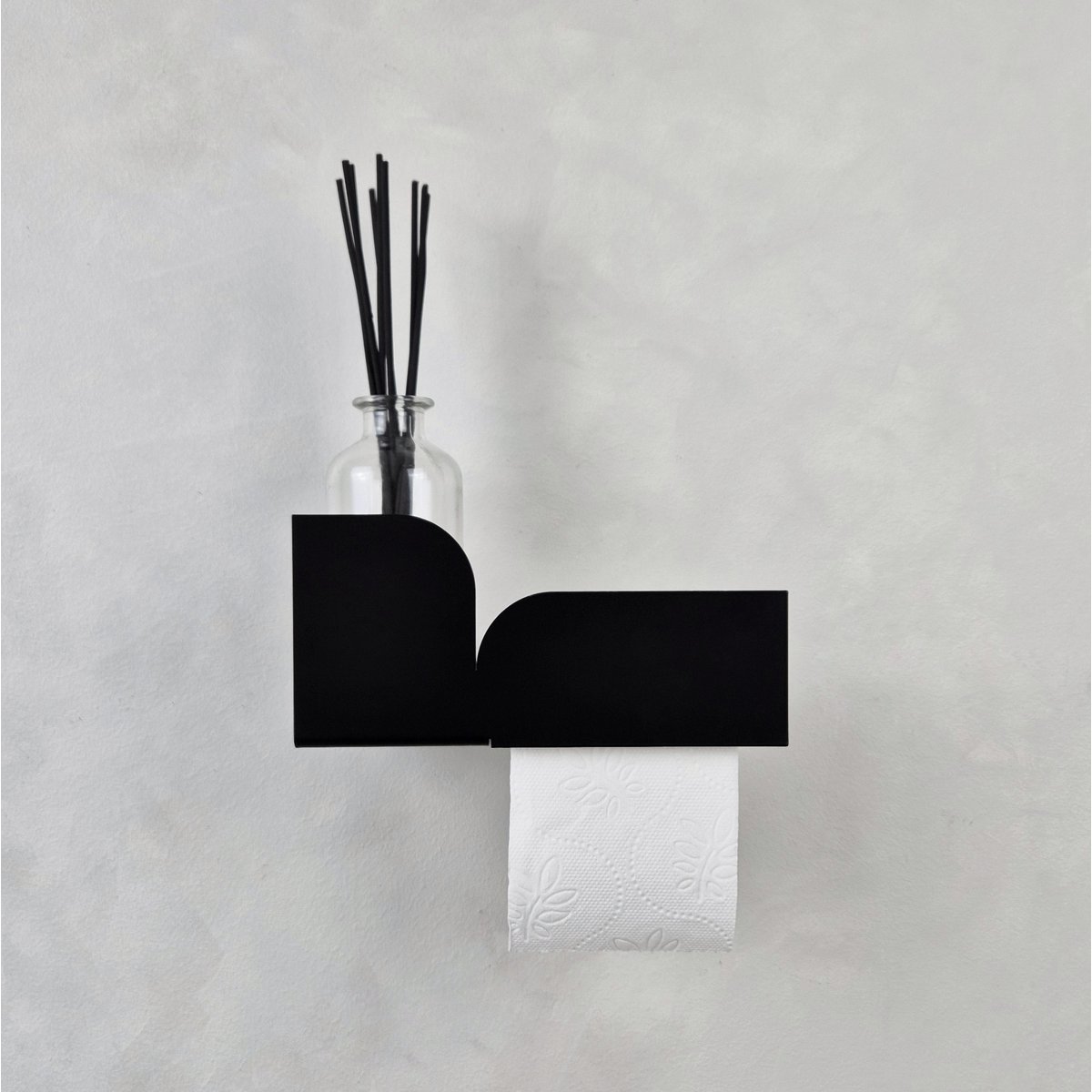 Toilet paper holder with shelf BAUHAUS, beige, black, white