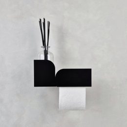 Porta carta igienica con ripiano BAUHAUS, beige, nero, bianco