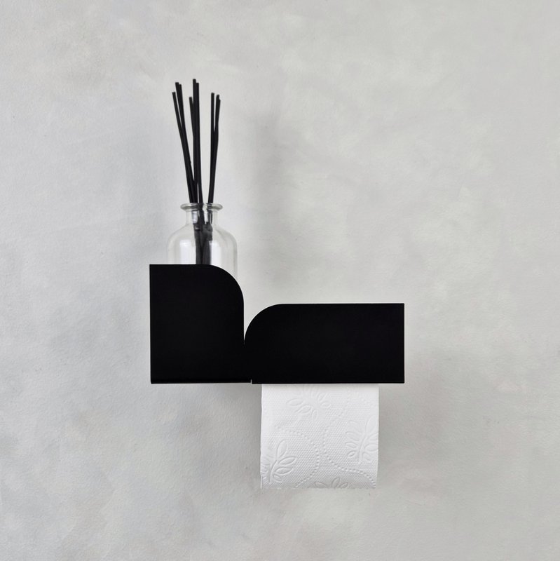 Porta carta igienica con ripiano BAUHAUS, beige, nero, bianco