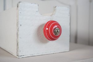 Red furniture knob with stripes 4 cm Isabelle Rose
