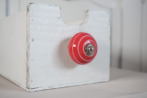 Rode meubelknop met strepen 4 cm Isabelle Rose