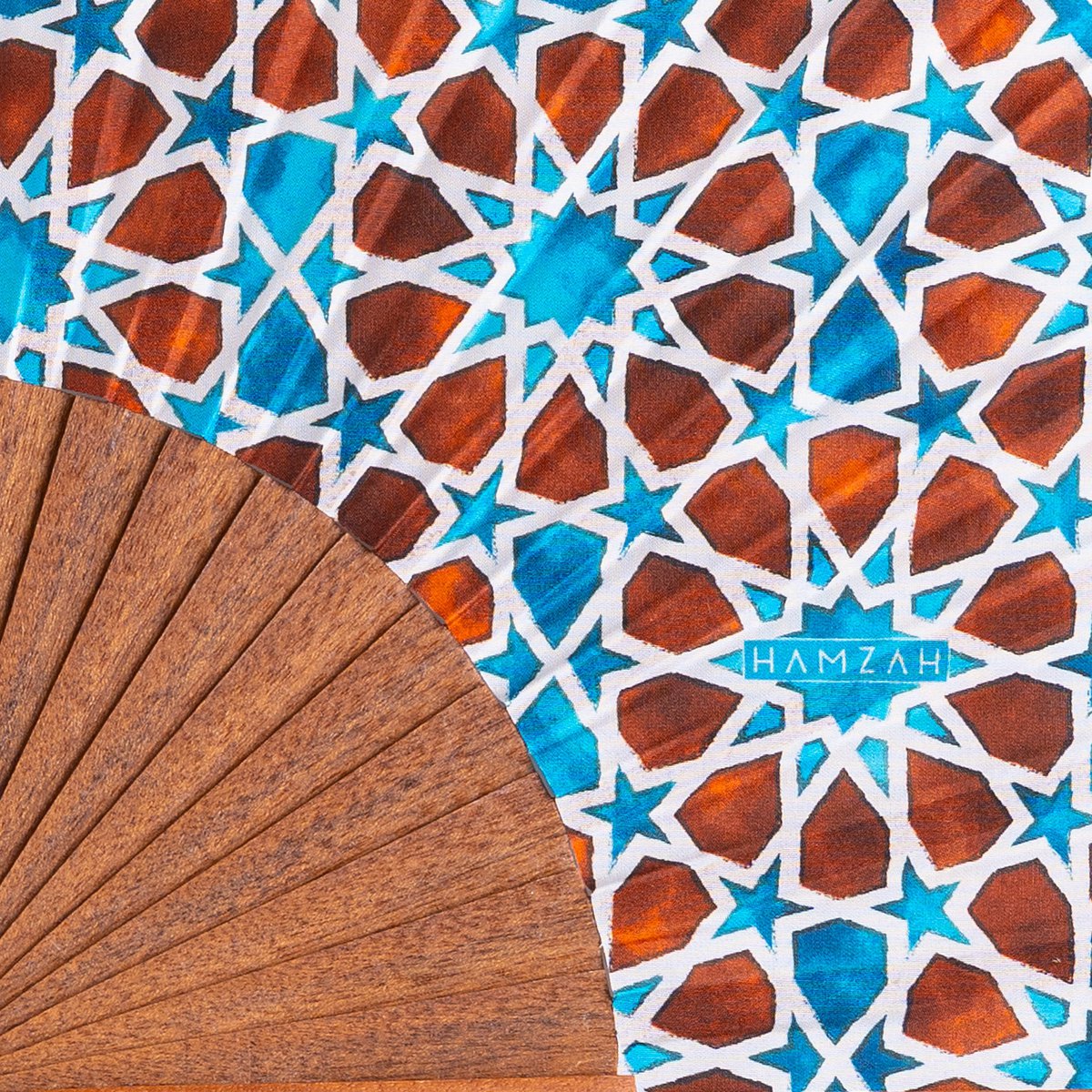 Brown & Blue Seidenfan inspiriert von der islamischen Kunst