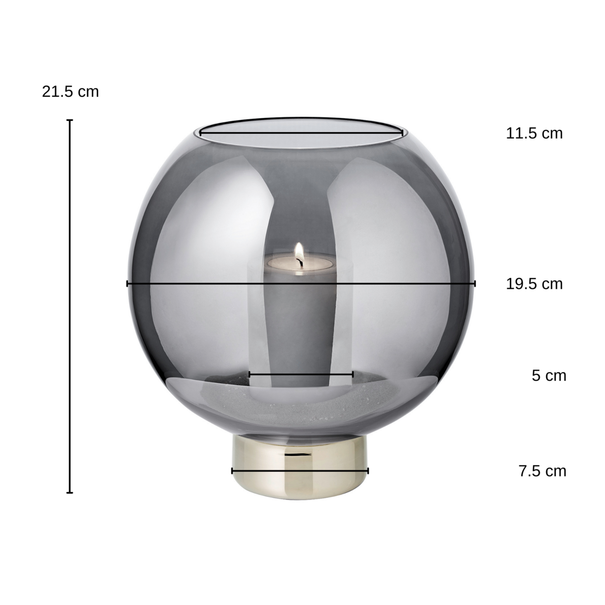 Lantern Jack (H 21 cm, Ø 19.5 cm), dark crystal glass with platinum base