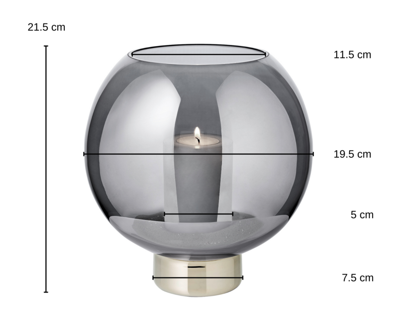 Lantern Jack (H 21 cm, Ø 19.5 cm), dark crystal glass with platinum base
