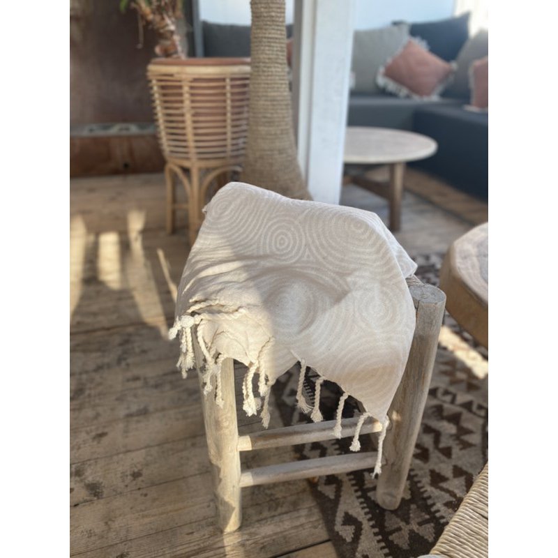 Serviette de Hammam Fouta Cercles - Sable - 100x200cm