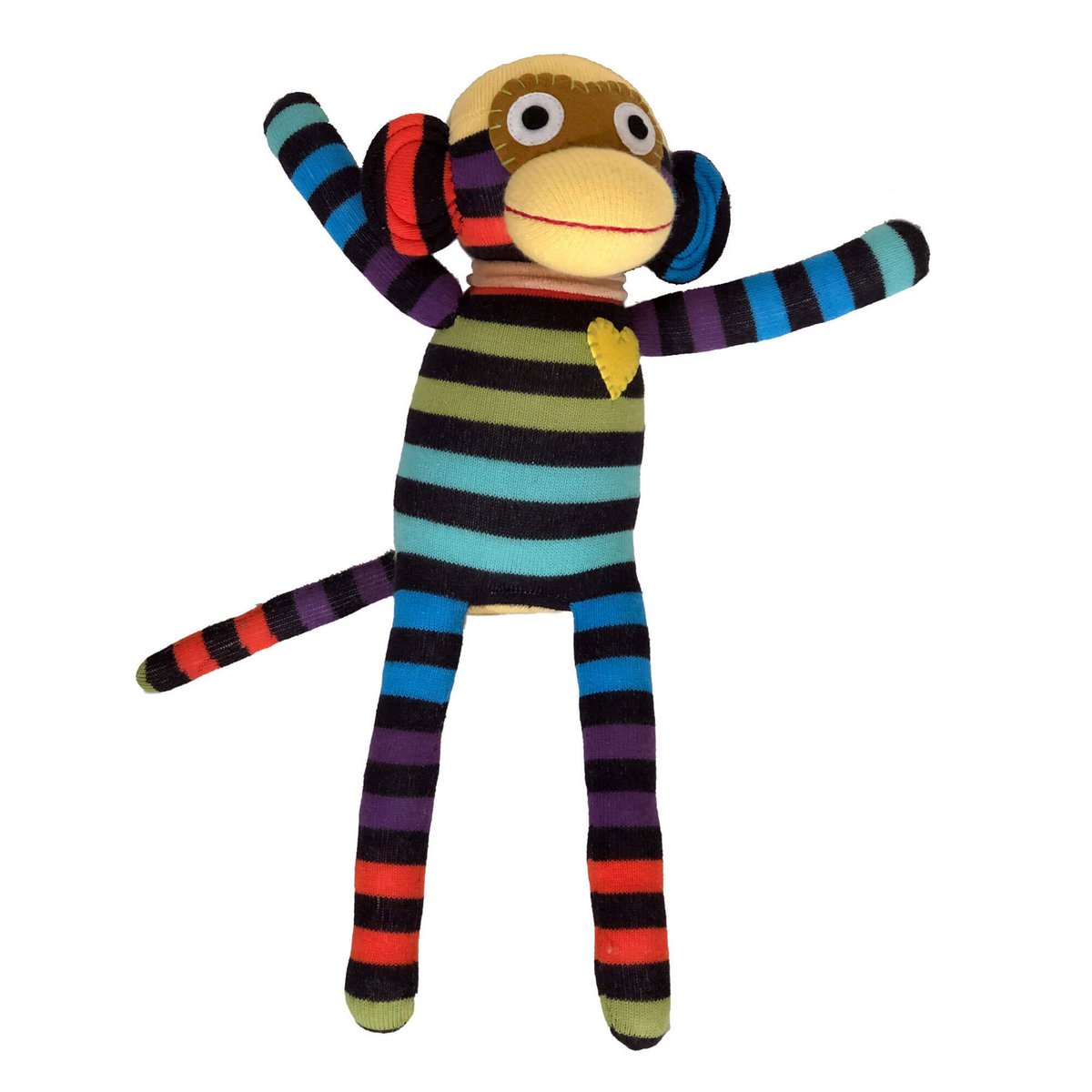 Peluche calzino scimmia midi righe nero/colorato