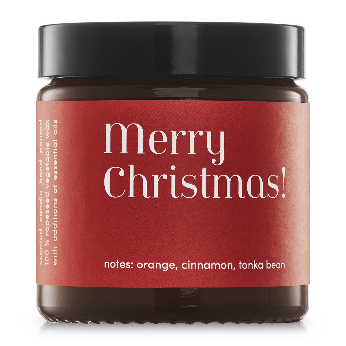 Merry Christmas  "Orange & Cinnamon" scented candle  100% natural rapeseed wax 120g