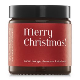 Merry Christmas Duftkerze „Orange & Zimt“, 100 % natürliches Rapswachs, 120 g