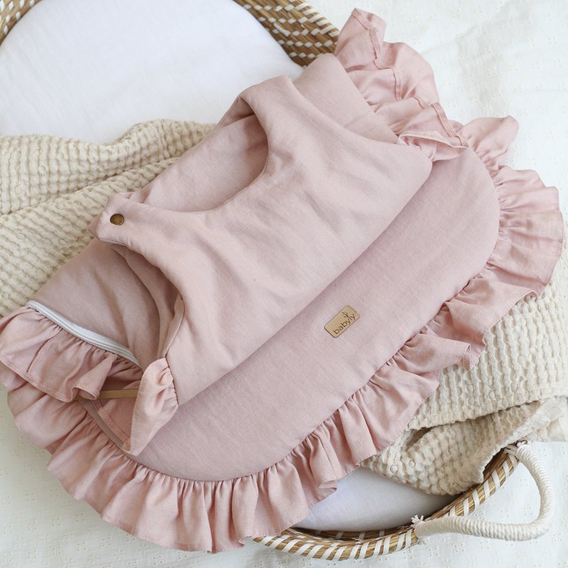 Babyschlafsack aus Leinen mit Rüschen, Babyschlafsack mit Rüschen Sommer 1 TOG, 1,5 TOG, 2,5 TOG
