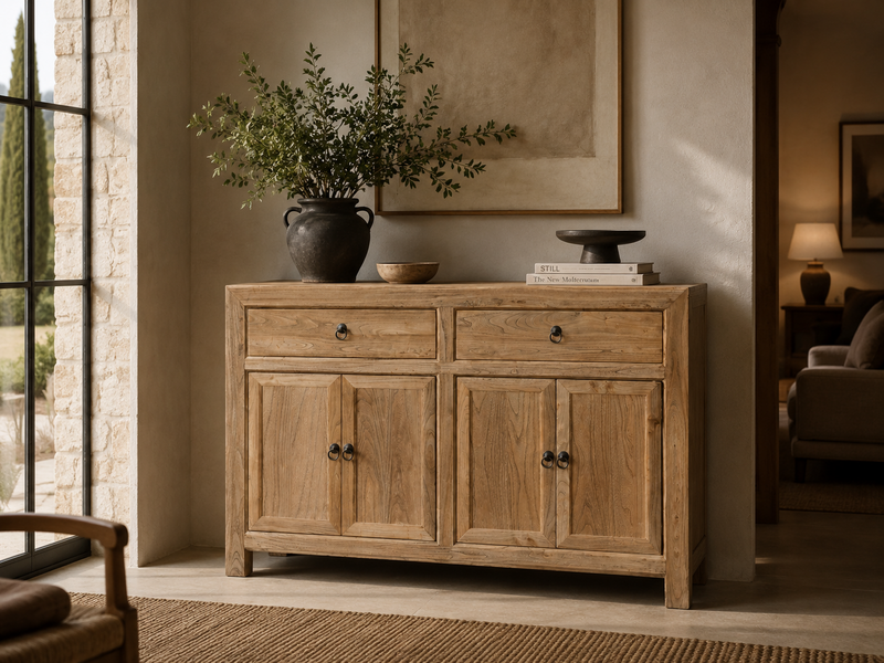 Wooden sideboard 2 drawers 4 doors 150 x 40 x 90 h cm