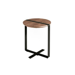 Walnut wood and black steel corner table