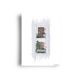 postkort - serie 'Christmas'- 'Julebalkon'