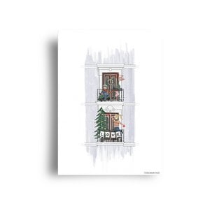 Postkarte - Serie 'Weihnachten' - 'Weihnachtsbalkon'