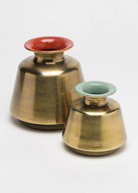 Decoratieve pot | Emaille potten handgemaakt lichtgewicht | Set van 2