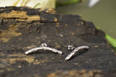 Nature-Inspired Silver Ear Crawlers, Pine Branch Detail (Unisex)
