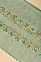 Bordløber | Broderet Dupion Silke Perlearbejde | 203x36 cm