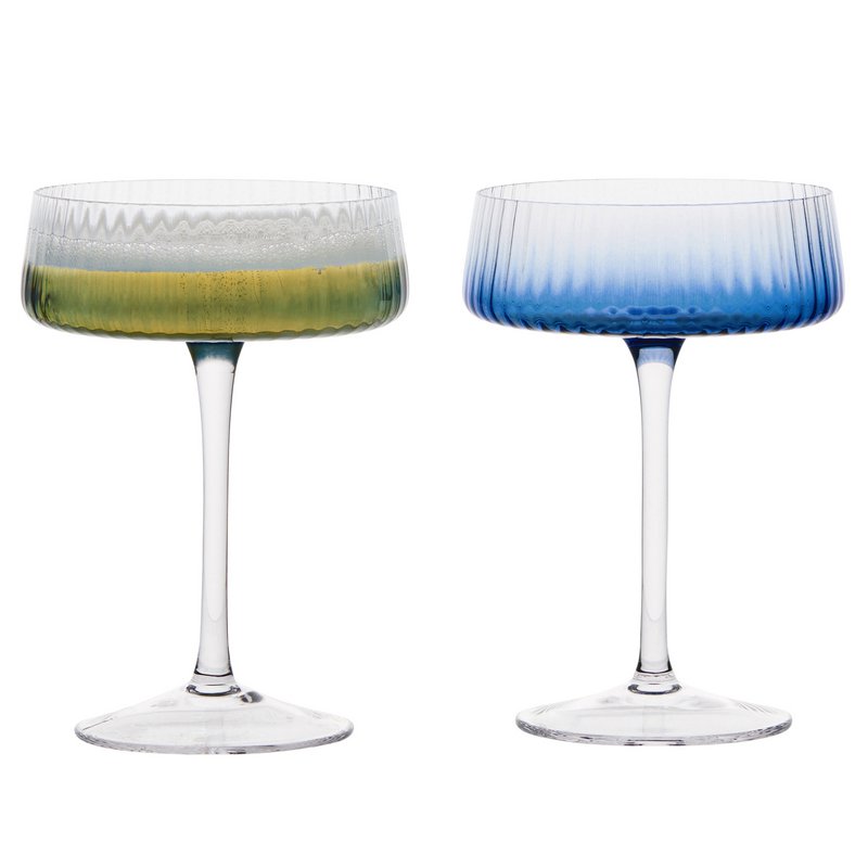 Set of 2 Empire Blue Champagne Coupe Glasses