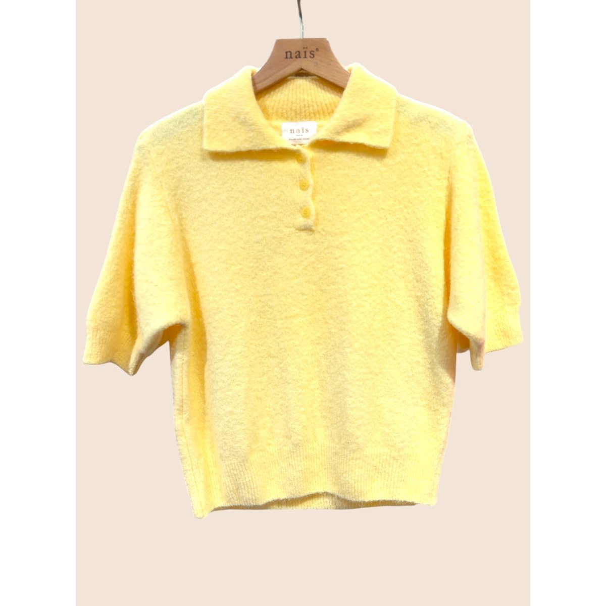 Pull col polo manches courtes en alpaga