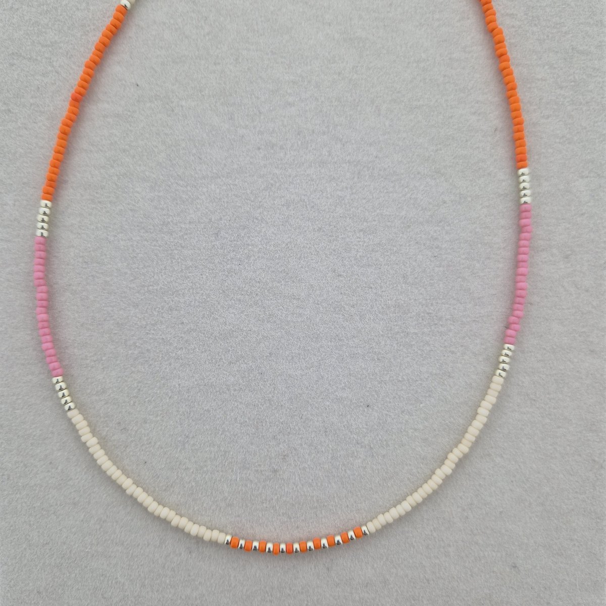 Collier court en perles Miyuki | Orange, rose