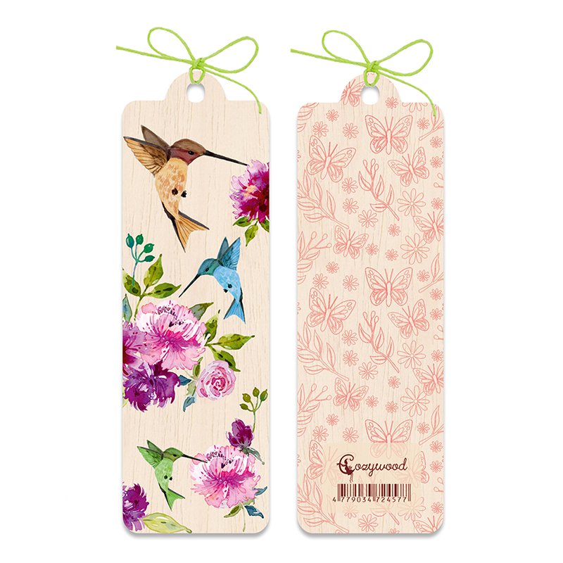 Wooden bookmark Peonies