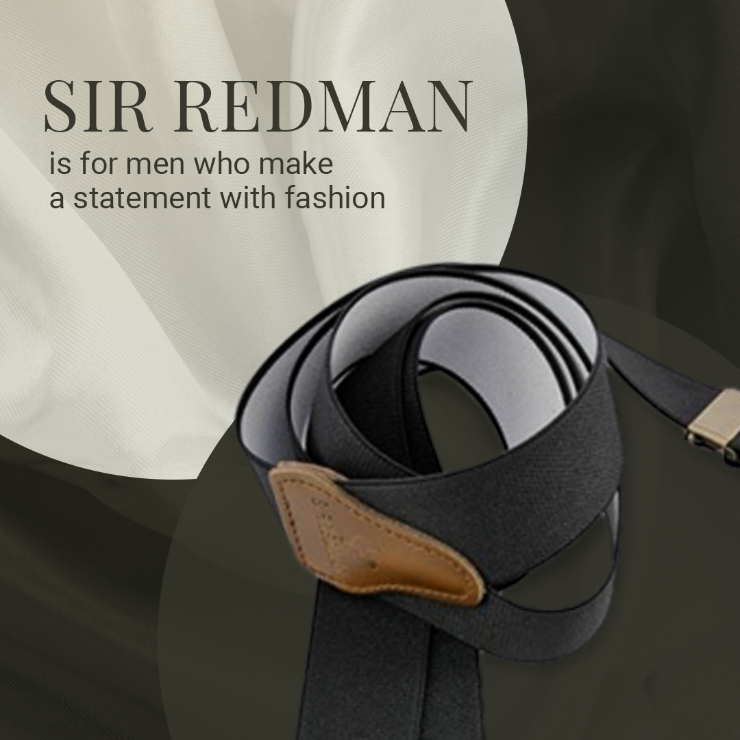 Sir Redman Hosenträger – 3 stabile Clips – Schwarz
