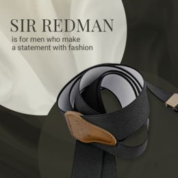 Sir Redman Hosenträger – 3 stabile Clips – Schwarz