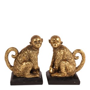 Boekensteun Aap 18 cm - Goud - Hars