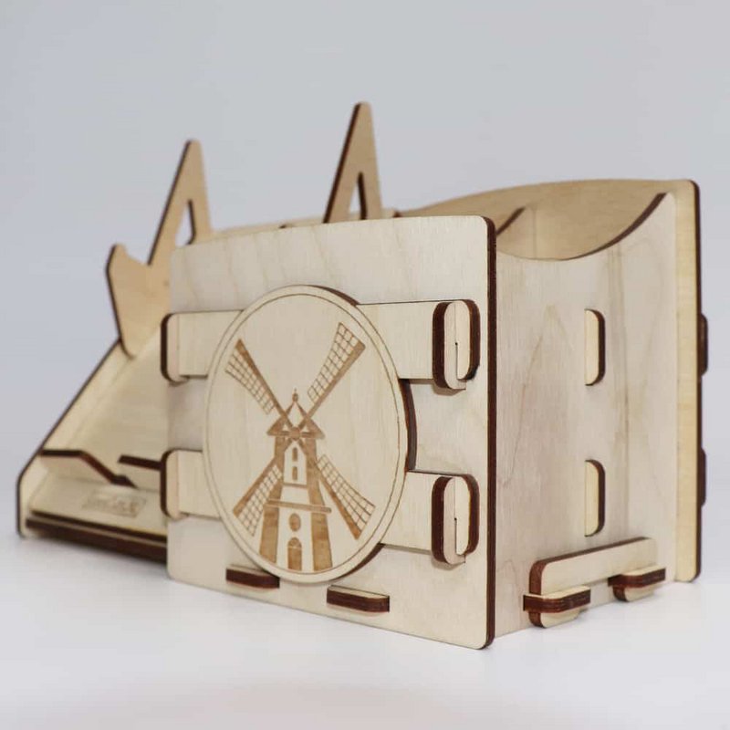 Organiseur de bureau CoolCuts Mill comprenant un support pour mobile/tablette en bois transparent