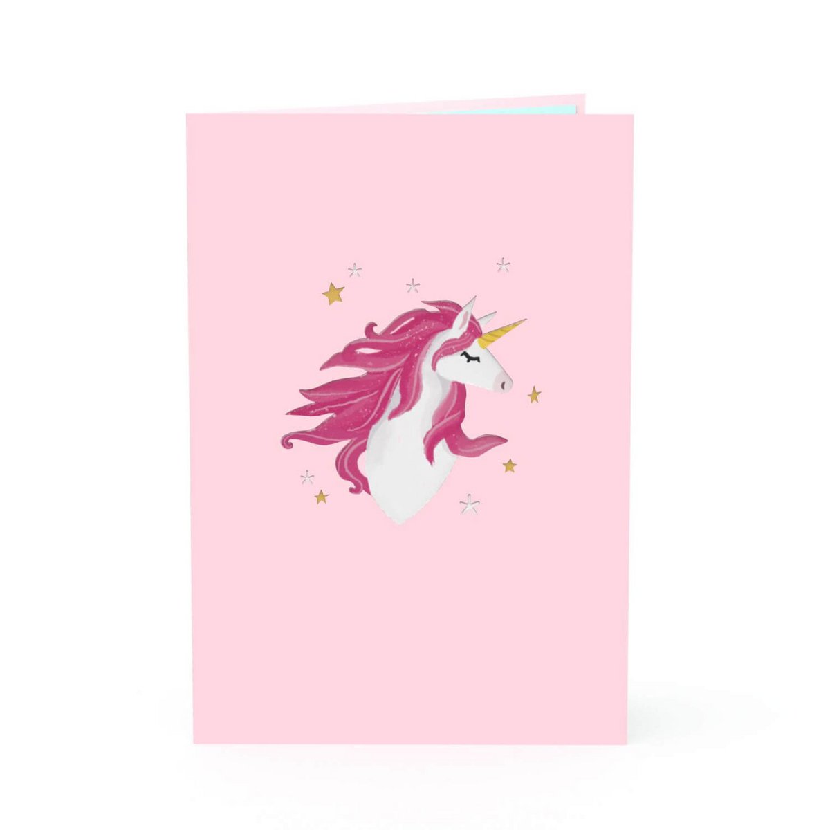 Unicorno con carta pop-up arcobaleno