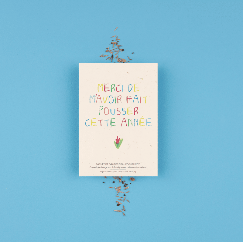 Grazie per avermi coltivato quest'anno - Pacchetto di semi di papavero