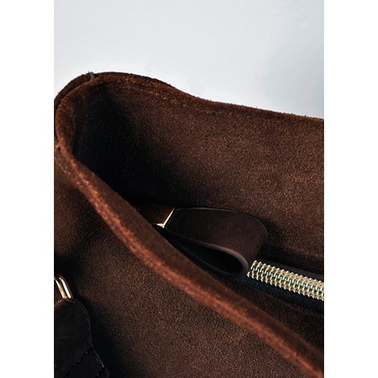 BOHO IBIZA BAG - Aquamarine shoulder strap (70cm) + Suede bag (Cocoa)