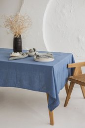 Åndbar og allergivenlig linneddug i Dusk Blue