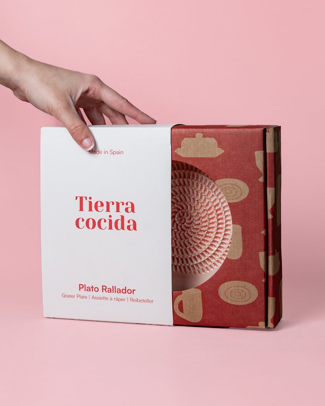 Piatto in ceramica grattugia aglio - Rosa e Giallo - Valentina grande