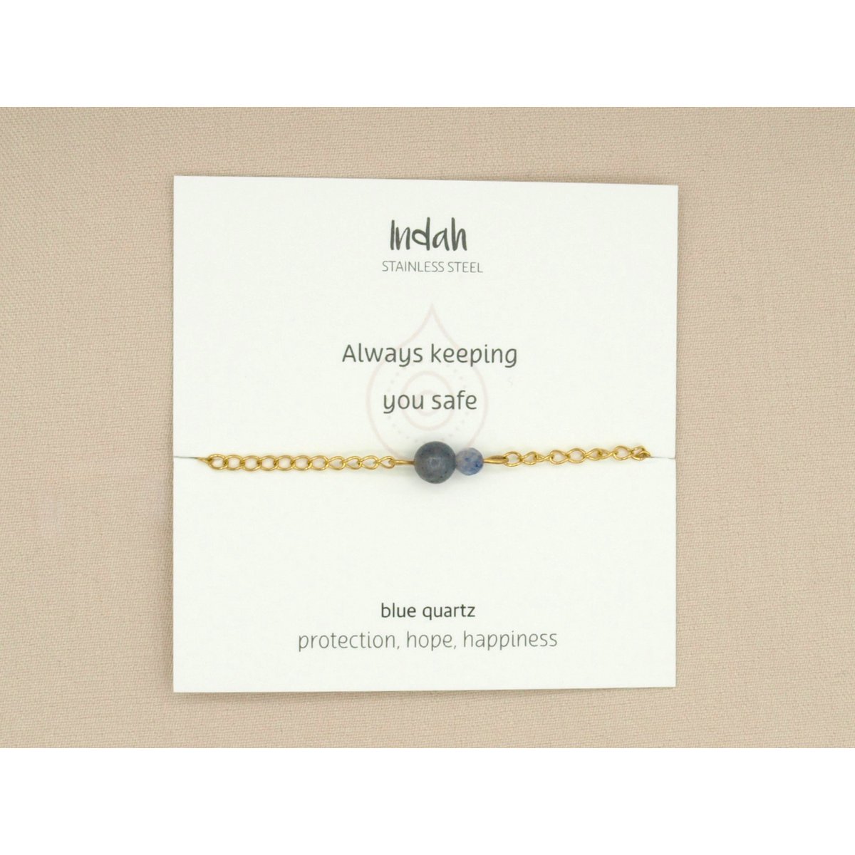 Armband rock, blauwe kwarts, jasseron zilver en goud