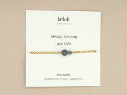 Armband rock, blauwe kwarts, jasseron zilver en goud