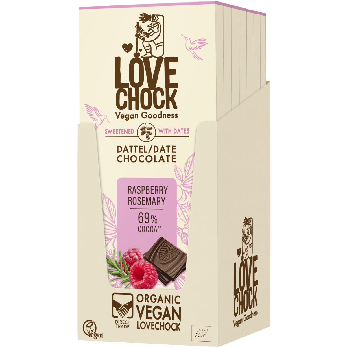 Chocolate Sweeten With Dates Raspberry Rosemary - Bio, Vegan