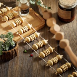 Holz-Massagegurt – Anti-Cellulite-Drainage-Massagegerät – 10 Stimulationszonen – manuelles Rücken- und Körpermuskelmassagegerät