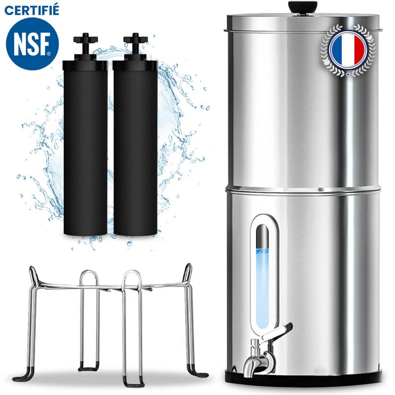 Waterfilter door zwaartekracht 8.5L - waterzuiveraar per zwaartekracht - fontein fontein met actieve steenkool