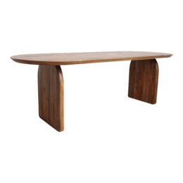 Bullnose mango wood dining table brown - closed base