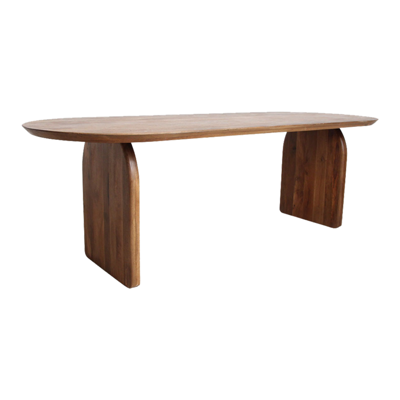 Bullnose mango wood dining table brown - closed base
