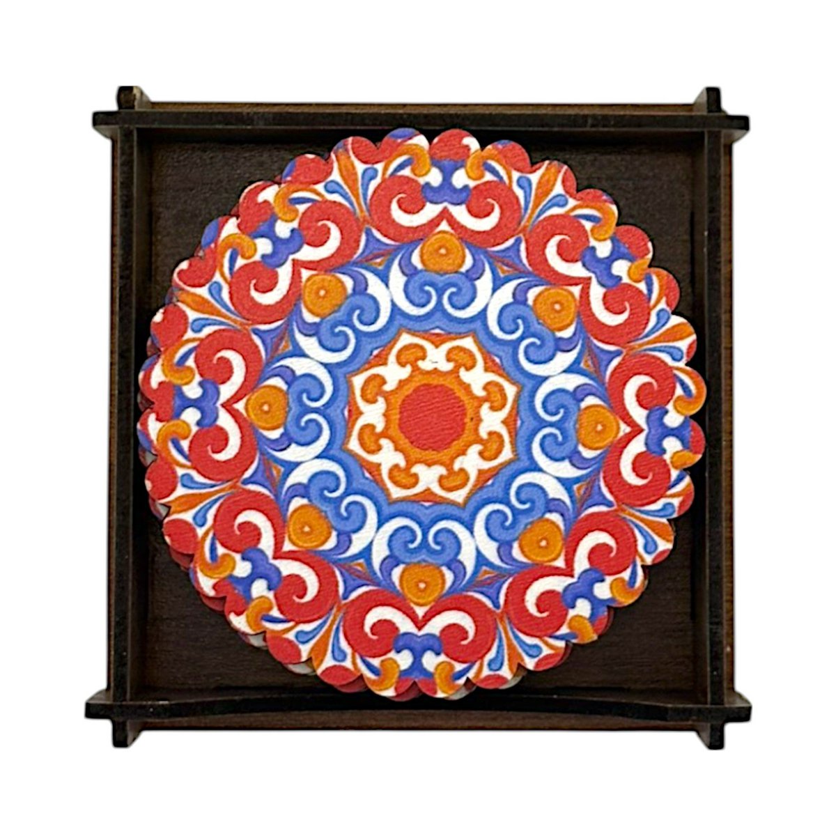 Montaña rusa de madera - 6 set - flor de loto - 9 cm