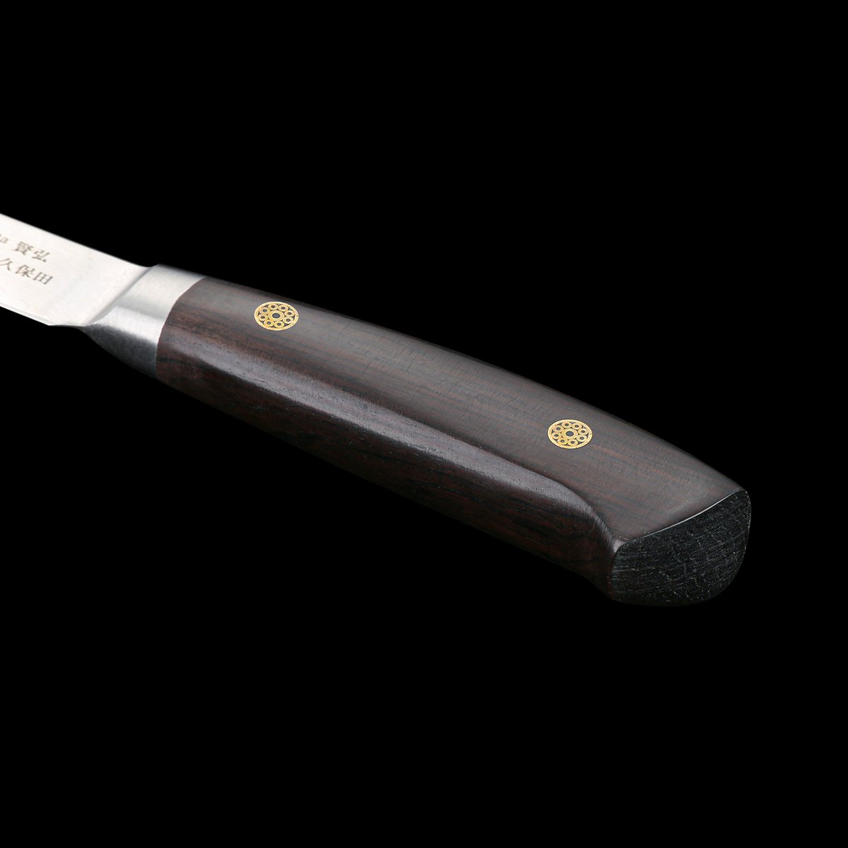 KATAHIRO KUBOTA zeis 3st. Koks-/Santoku-messenset gemaakt van damast en ebbenhouten handvat